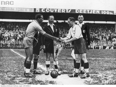 Mecz Polska - Brazylia na Mundialu w 1938 roku.