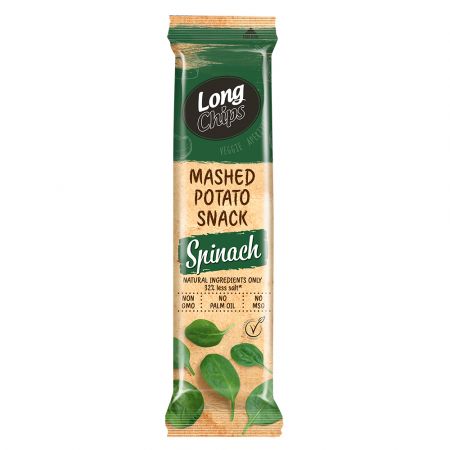 Long Chips - Chipsy z puree ziemniaczanego o smaku szpinakowym  zawierające gluten
