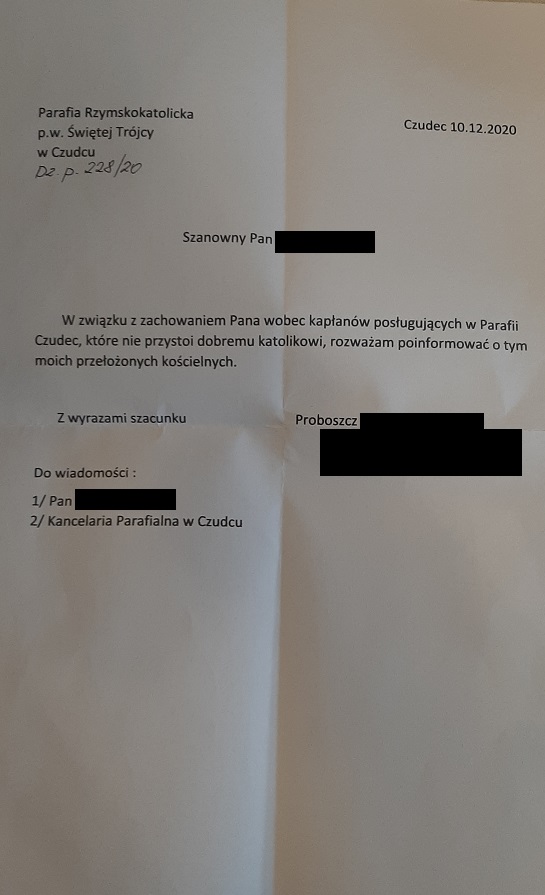 List od proboszcza