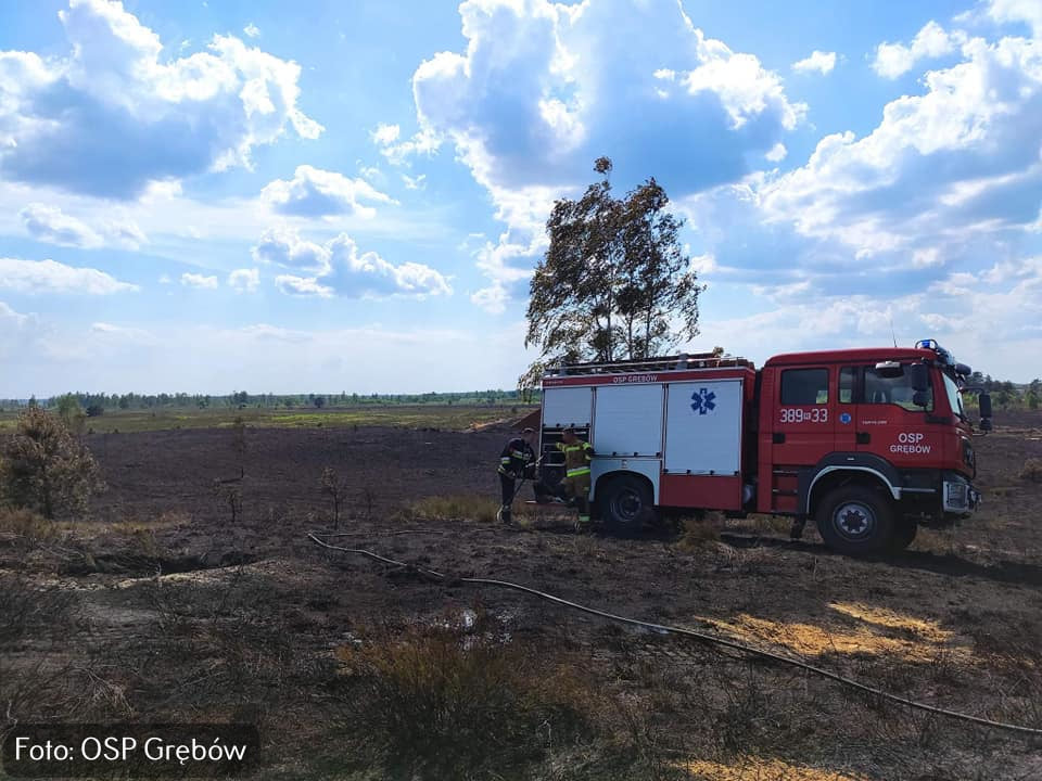 Pożar na poligonie w Nowej Dębie.