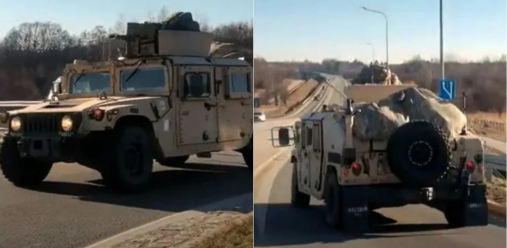 Transport wojsk amerykańskich zablokował wjazd na autostradę A4! Pojazdy utknęły na rondzie [MAPA, AKTUALIZACJA] - Zdjęcie główne