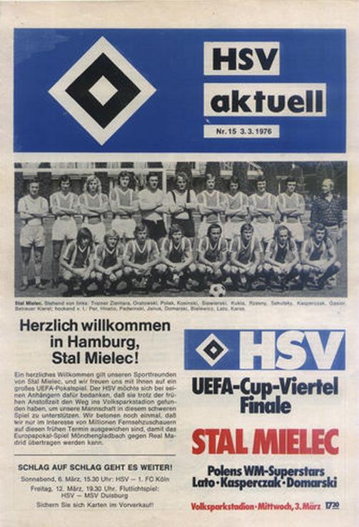 Przed meczem 1/4 finału Pucharu UEFA: HSV - Stal Mielec - 1976.