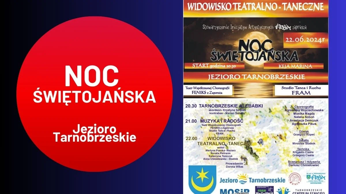 Noc Świętojańska 2024 nad Jeziorem Tarnobrzeskim. Program wydarzenia [PLAKAT] - Zdjęcie główne