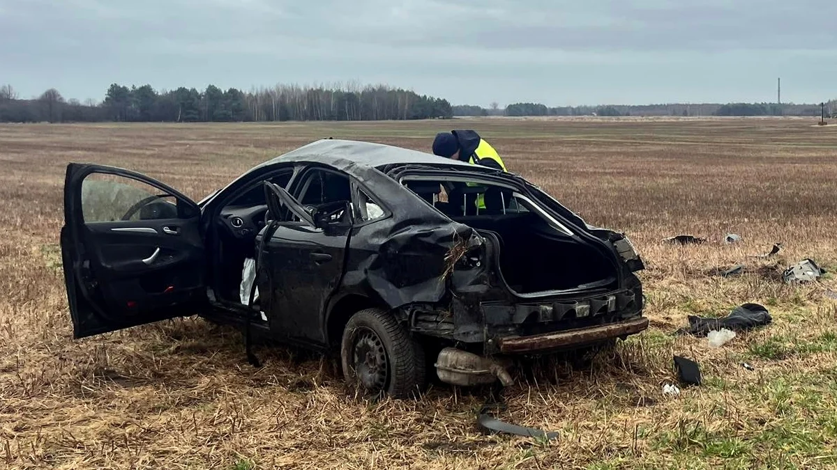 Auto "przekoziołkowało" w pole! Groźny wypadek na trasie Tarnobrzeg - Stalowa Wola [ZDJĘCIA] - Zdjęcie główne