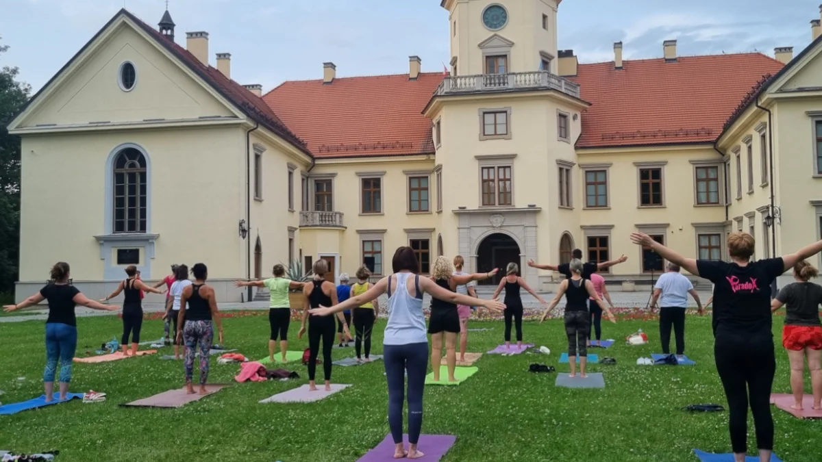"108 powitań słońca" w Parku Dzikowskim w Tarnobrzegu. I Tarnobrzeski Maraton Jogi [ZDJĘCIA] - Zdjęcie główne