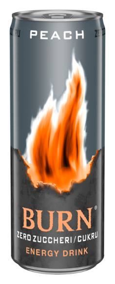 Burn Zero Peach (Fury), gazowany napój energetyczny 250 ml  Podmiot odpowiedzialny: ENERGY BEVERAGES LLC Europe Limited South Bank House, Barrow Street Dublin 4, Irlandia,  Dystrybutor: Coca-Cola HBC Polska sp. z o.o.