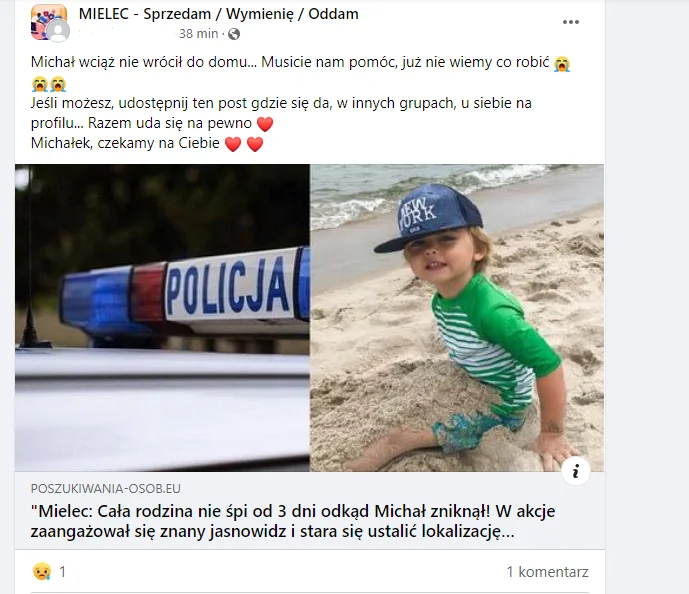 "Porwany chłopczyk na Podkarpaciu". "Michałek czekamy na Ciebie". Policja przestrzega! - Zdjęcie główne