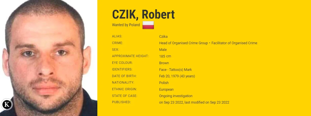 ROBERT CZIK - pseudonim "Czika". 43-latek z Rzeszowa poszukiwany za udział w zbrojnej grupie zajmującej się przestępstwami skarbowymi