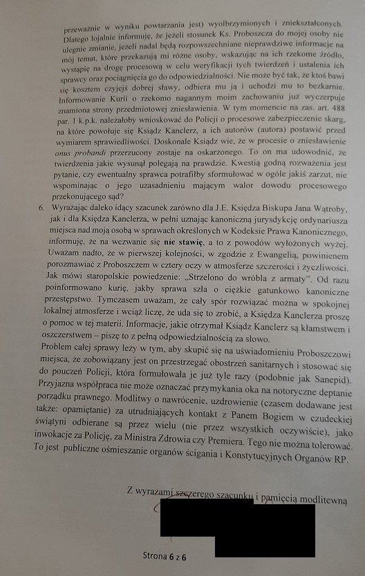 Odpowiedź na pierwsze wezwanie do stawiennictwa 6/6