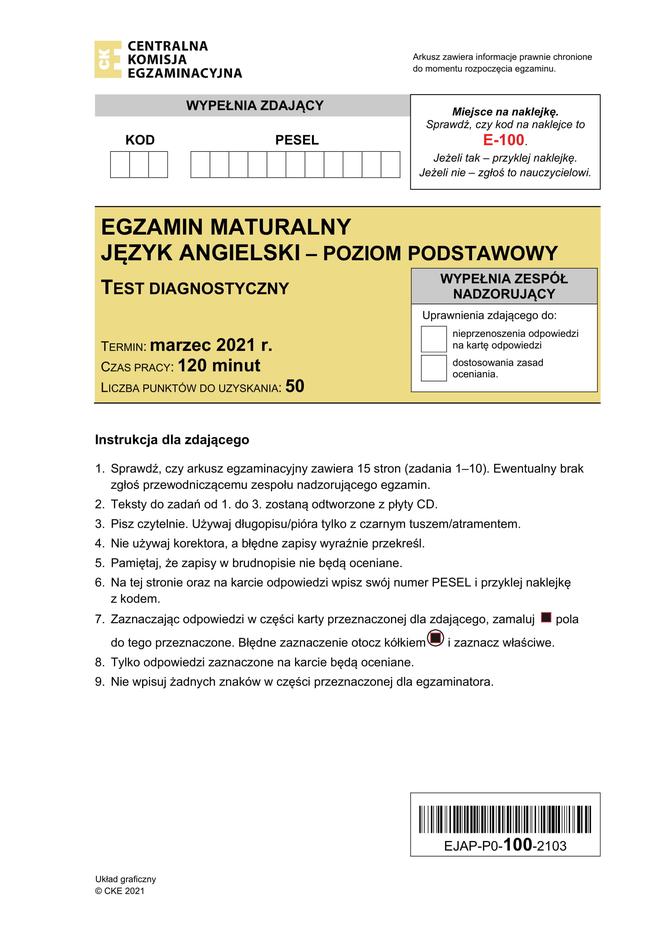 MATURA 2021: Dzisiaj egzamin PRÓBNY z języka angielskiego [ZOBACZ ARKUSZ I ODPOWIEDZI] - Zdjęcie główne