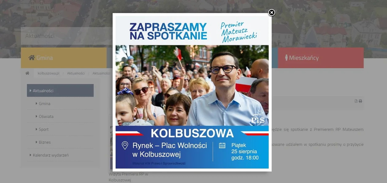 Plakat Komitetu Wyborczego PiS na stronach kolbuszowskich urzędów. - To skandal! - stwierdza nasz Czytelnik - Zdjęcie główne