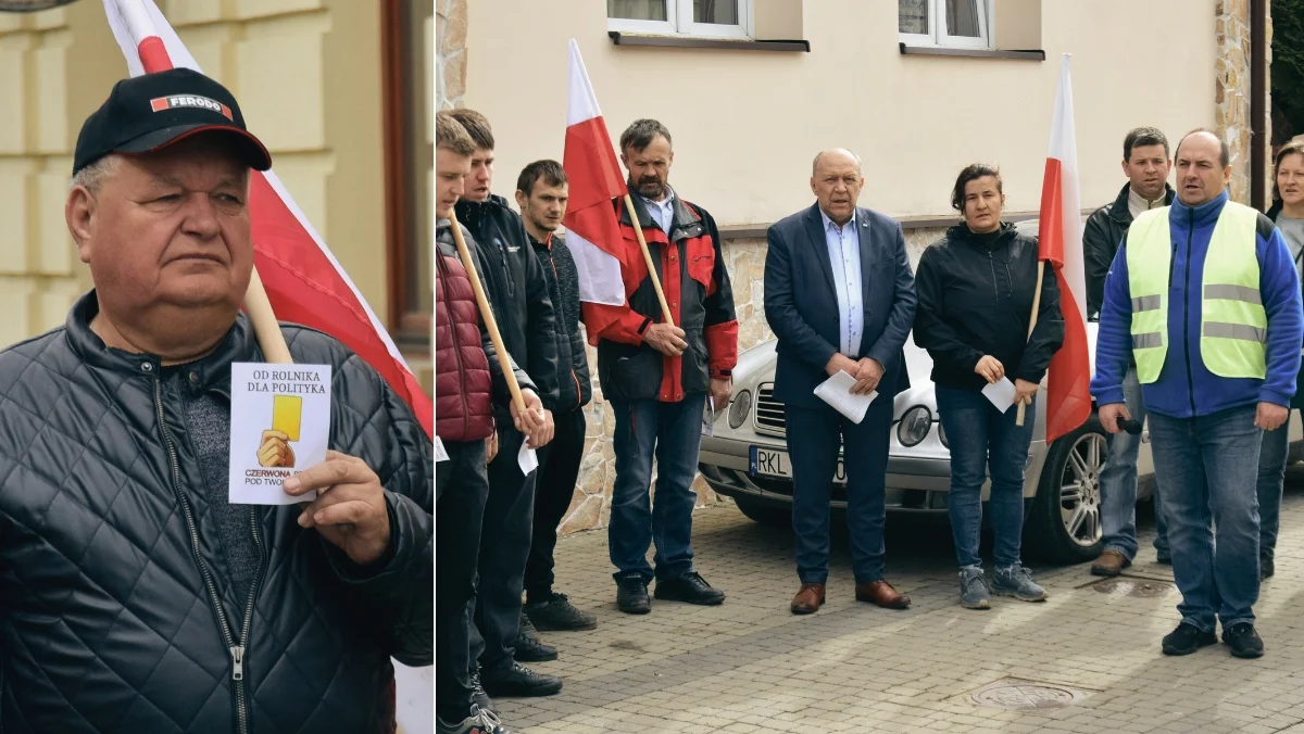 Protest rolników przed biurem poselskim w Kolbuszowej. Zbigniew Chmielowiec dostał "żółtą kartkę" [ZDJĘCIA - WIDEO] - Zdjęcie główne