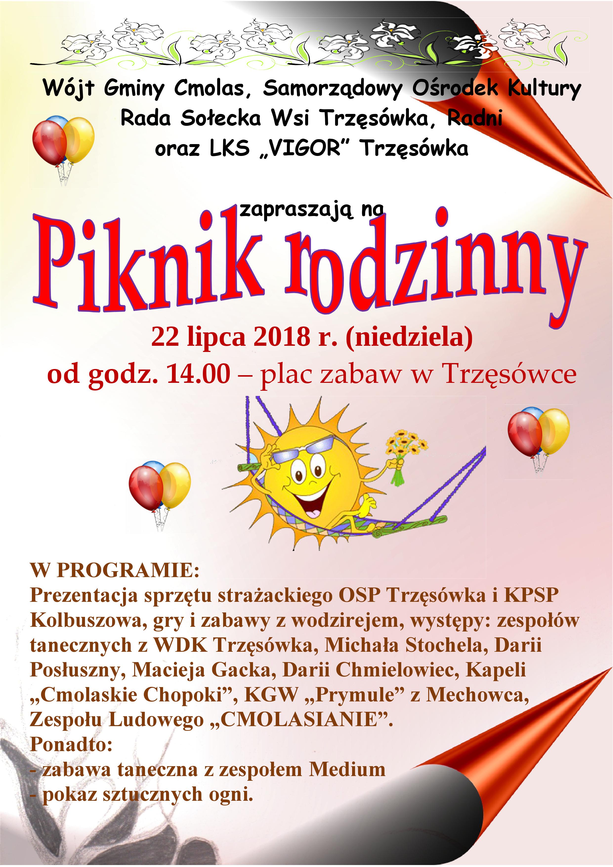 Gmina Cmolas. W Trzęsówce szykuje się Piknik rodzinny. Organizatorzy zapewniają atrakcje dla wszystkich gości  - Zdjęcie główne