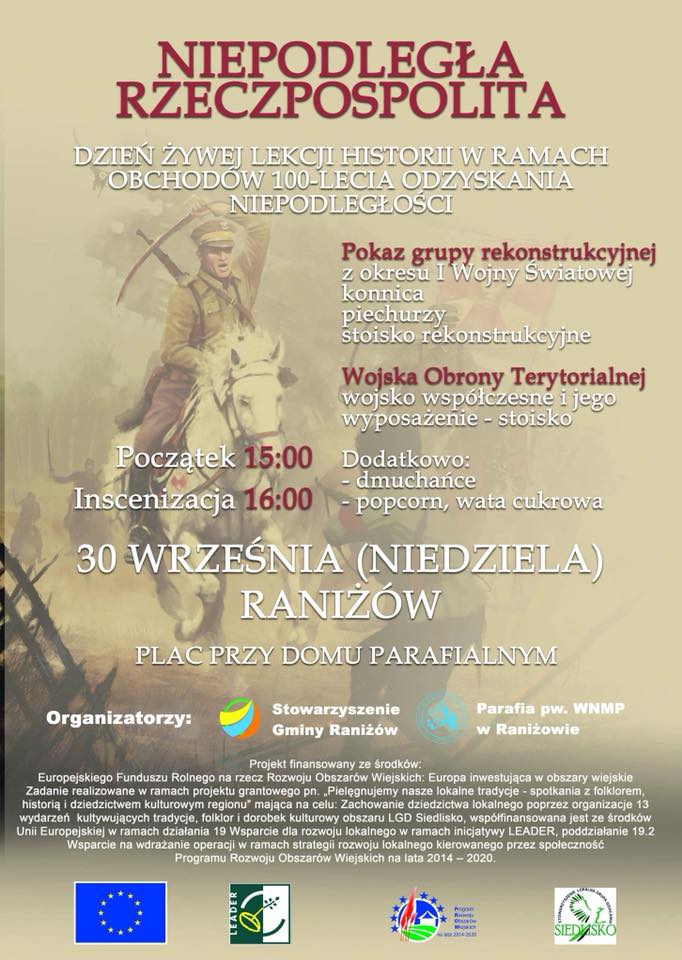 Konnica, piechurzy i Wojska Obrony Terytorialnej. W najbliższą niedzielę (30 września) odbędzie się w Raniżowie Dzień Żywej Lekcji Historii   - Zdjęcie główne