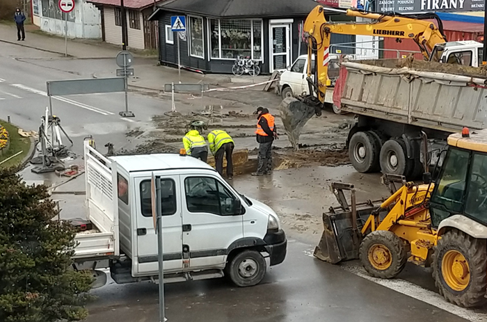 Zamknięte skrzyżowanie ul. Ruczki i 11 Listopada w Kolbuszowej