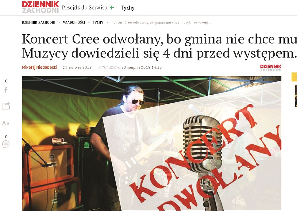 Gmina Raniżów. Koncert rockowego zespołu Cree został odwołany. O Raniżowie zrobiło się głośno w ogólnopolskich mediach - Zdjęcie główne