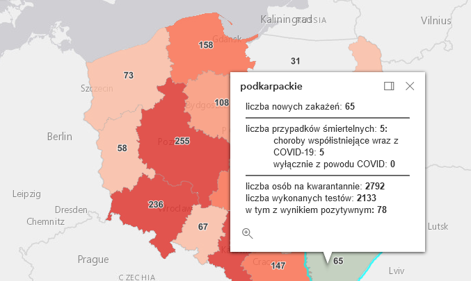 Nowe przypadki zakażeń Covid-19.