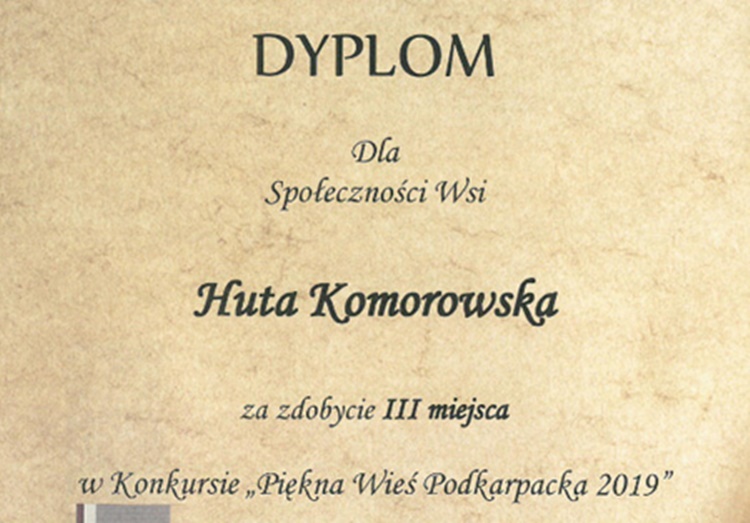 Huta Komorowska na podium w konkursie "Piękna Wieś Podkarpacka 2019 r." - Zdjęcie główne