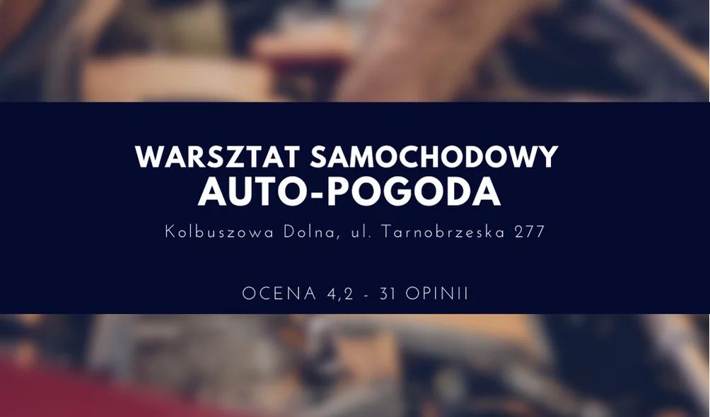 MIEJSCE 7. Warsztat samochodowy Sklep motoryzacyjny AUTO-POGODA. Adres: Tarnobrzeska 277, 36-100 Kolbuszowa. Telefon: 607 433 834