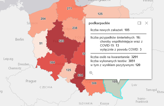 Dane z Podkarpacia. 