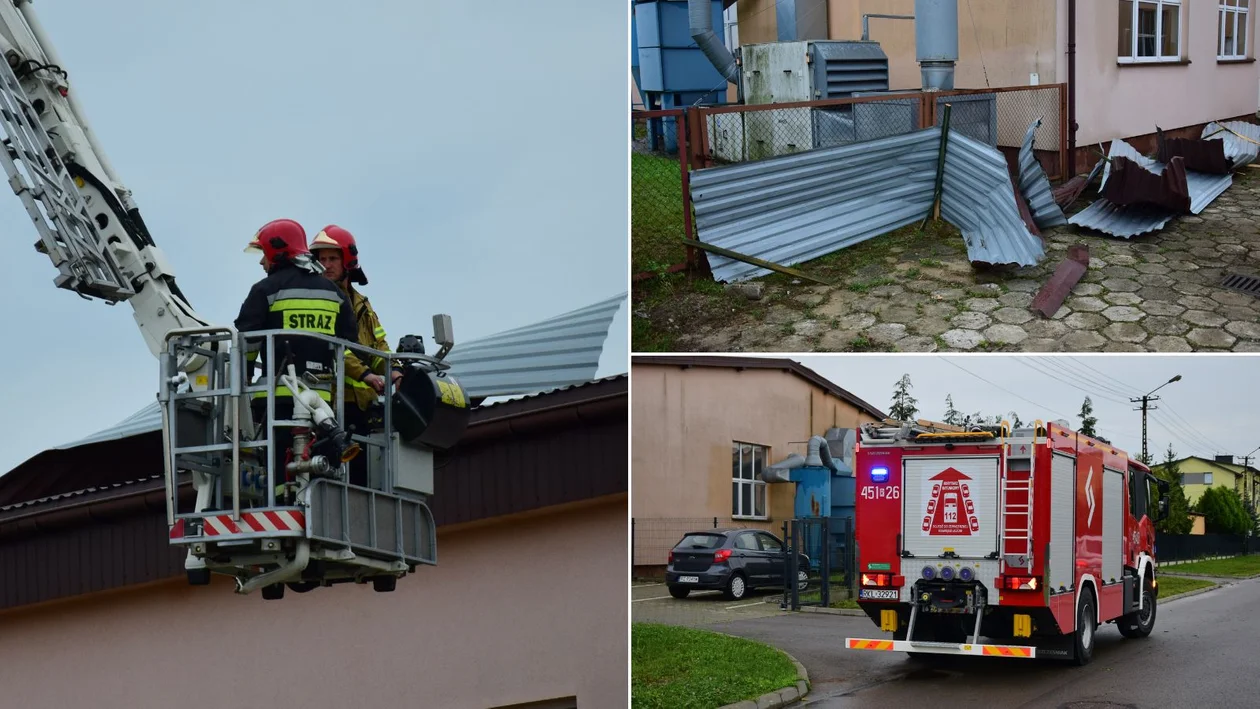 Strażacy interweniowali przy ul. Popiełuszki w Kolbuszowej. Zerwany dach na Centrum Kształcenia Praktycznego [ZDJĘCIA] - Zdjęcie główne