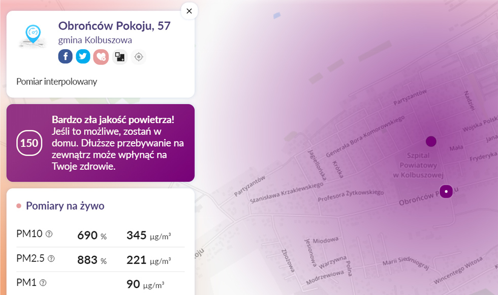 Fatalna jakość powietrza w Kolbuszowej. Najgorzej w rejonie Obrońców Pokoju |MAPA| - Zdjęcie główne