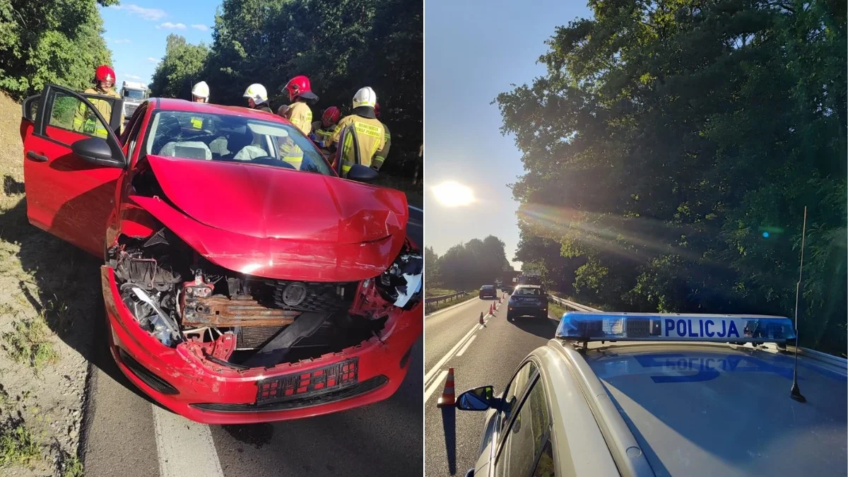 Wypadek na drodze wojewódzkiej w Przyłęku. Zderzyły się dwa samochody osobowe. Są ranni - Zdjęcie główne