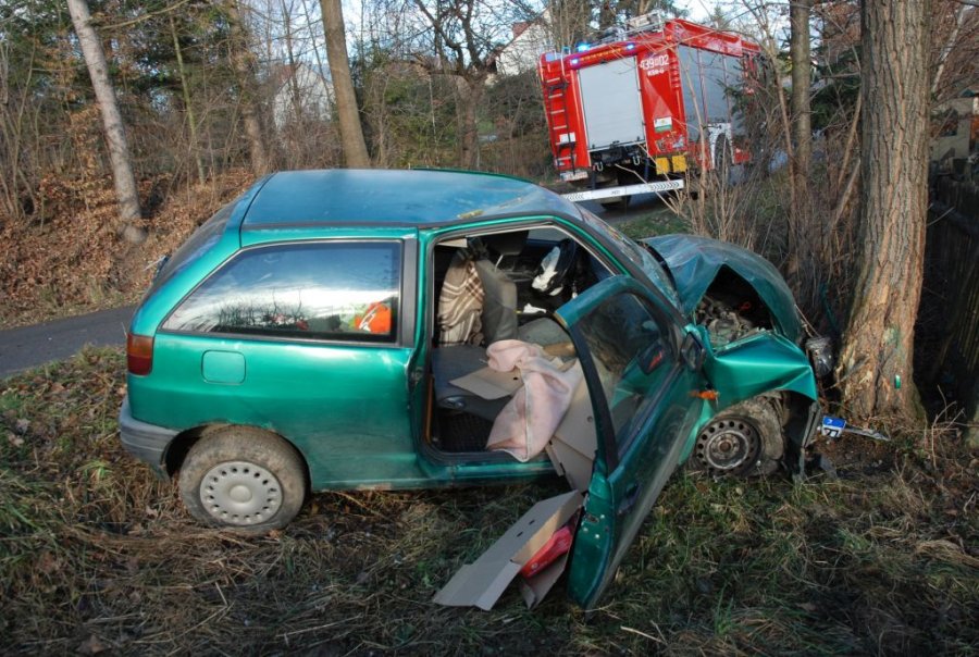 Z PODKARPACIA. Seat zatrzymał się na drzewie. Staruszka trafiła do szpitala | ZDJĘCIA | - Zdjęcie główne