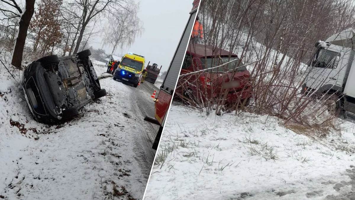 Ślisko na drogach powiatu kolbuszowskiego. Dwa zdarzenia, ranne dzieci! [ZDJĘCIA] - Zdjęcie główne