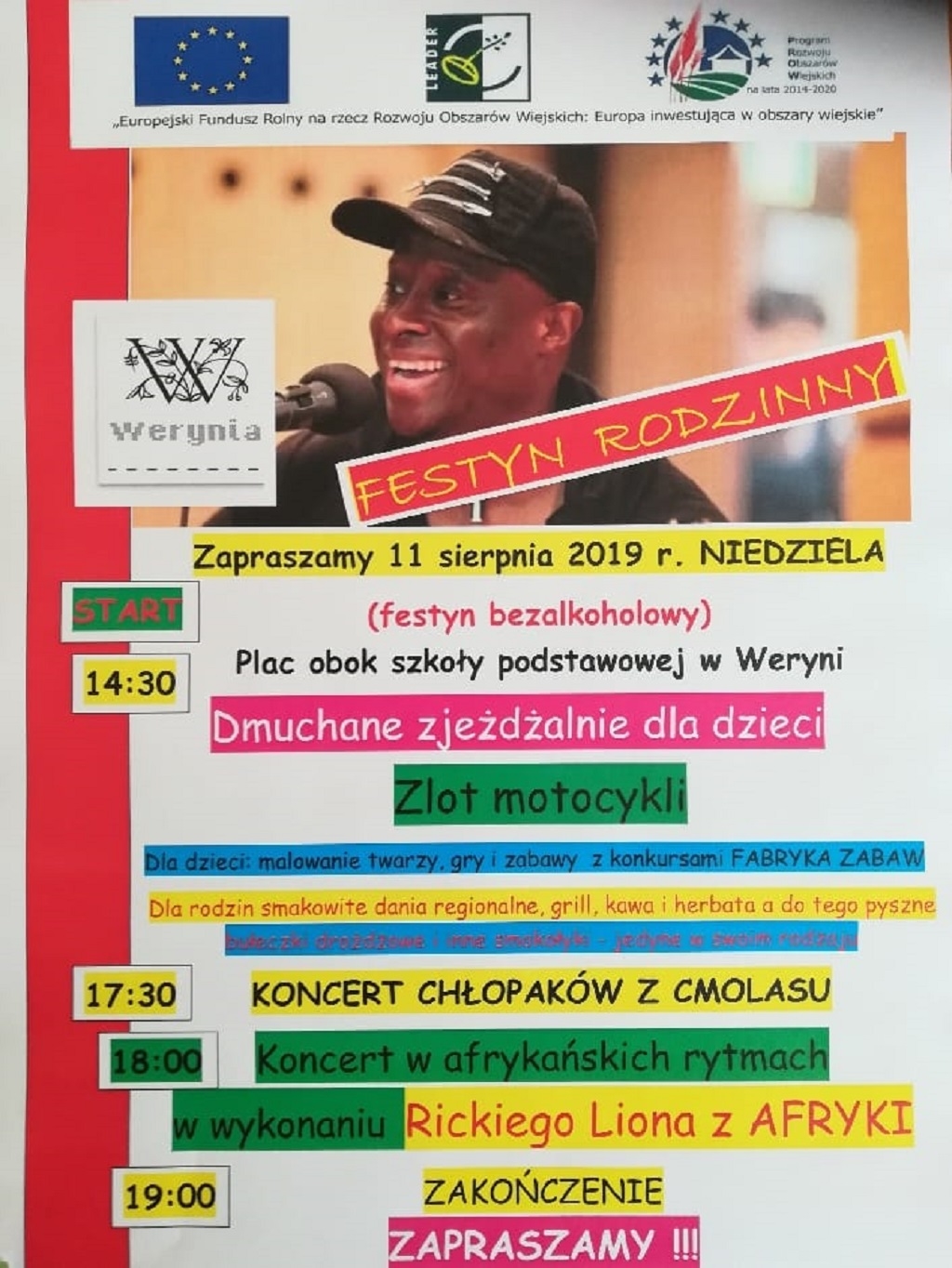 Koncert w afrykańskich rytmach w wykonaniu Rickiego Liona z Afryki, czyli festyn w Weryni  - Zdjęcie główne