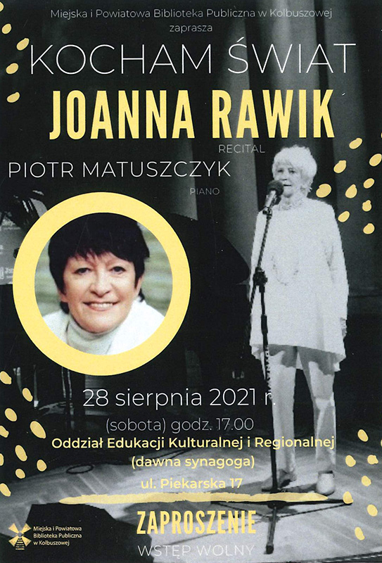 Recital Joanny Rawik odbędzie się w synagodze.