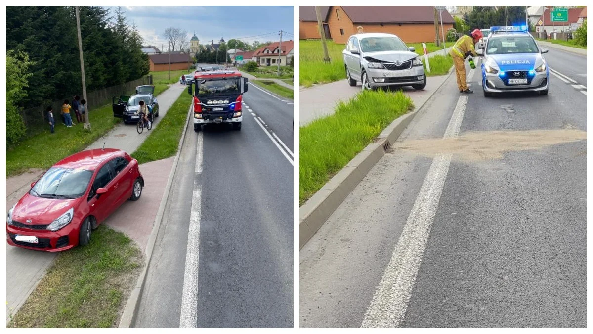 Zderzenie trzech samochodów na drodze krajowej nr 9 w Majdanie Królewskim - Zdjęcie główne