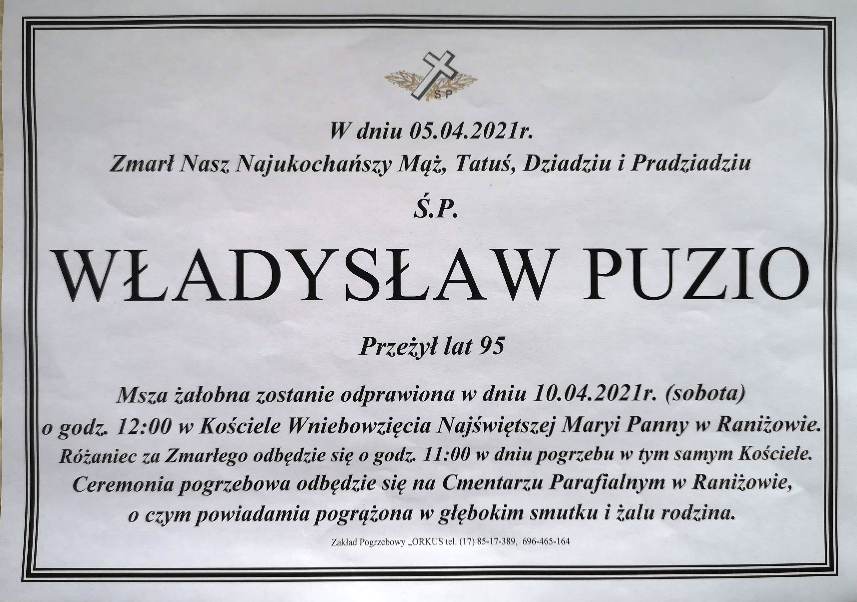 W sobotę pogrzeb Władysława Puzio [FOTO] - Zdjęcie główne