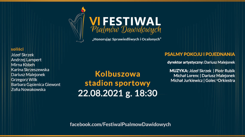 22 sierpnia: Festiwal Psalmów Dawidowych - Kolbuszowa 2021. Wystąpi Rubik i Golcowie - Zdjęcie główne