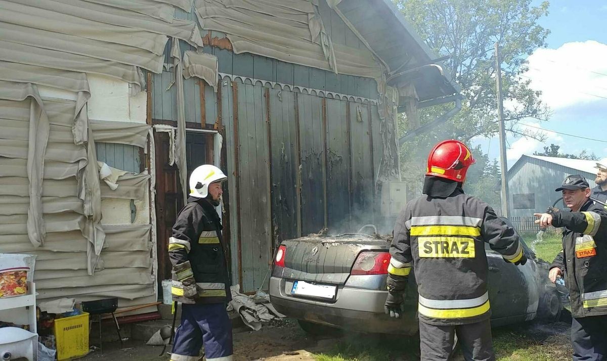 AKTUALIZACJA: Pożar samochodu w Długiem w gminie Zarszyn - Zdjęcie główne