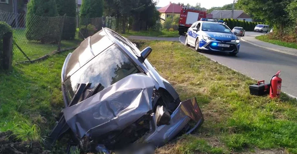 Gmina Brzozów. Pijany kierowca zakończył jazdę w przydrożnym rowie [ZDJĘCIA] - Zdjęcie główne