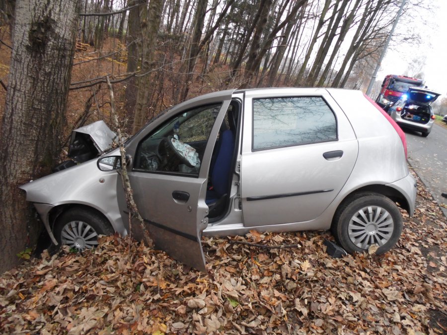 Kobieta zasnęła za kierownicą i wjechała w drzewo - Zdjęcie główne