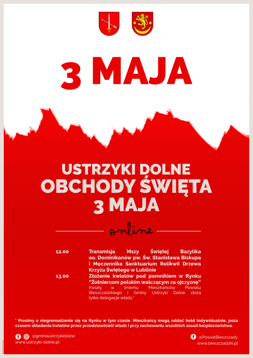 USTRZYKI DOLNE. Święto Konstytucji 3 maja onilne - Zdjęcie główne