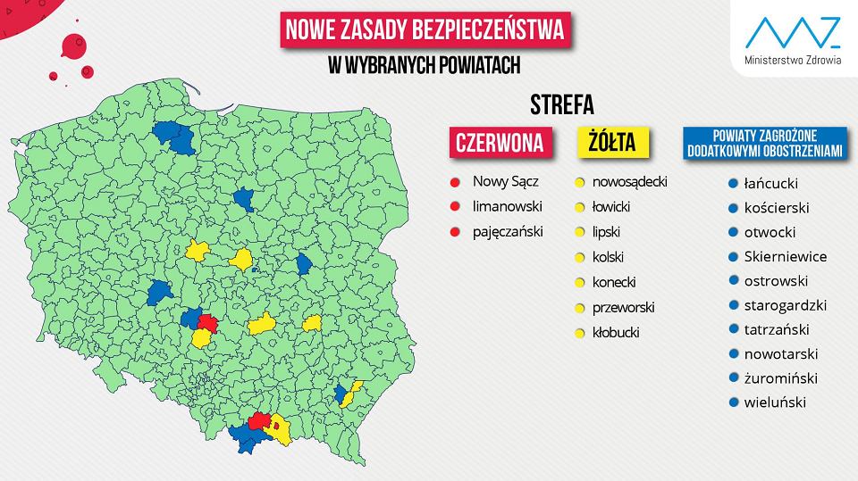Koronawirus. W czerwonej strefie – trzy powiaty, w żółtej – siedem - Zdjęcie główne