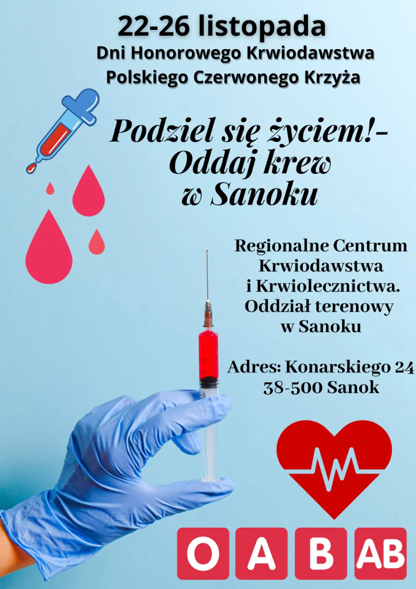 Sanok. Podziel się życiem! Oddaj krew!  - Zdjęcie główne