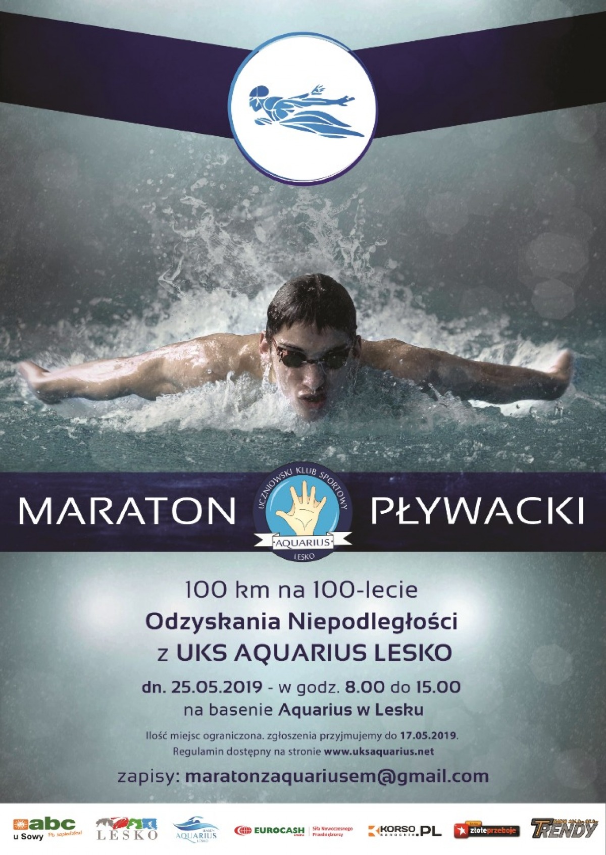 100 km na 100 lecie odzyskania niepodległości. Maraton Pływacki z UKS Aquarius Lesko - Zdjęcie główne