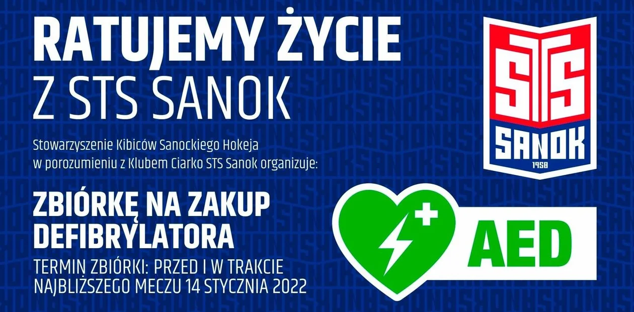 Stowarzyszenie Kibiców Sanockiego Hokeja zakupi defibrylator AED. Pomożemy im? - Zdjęcie główne