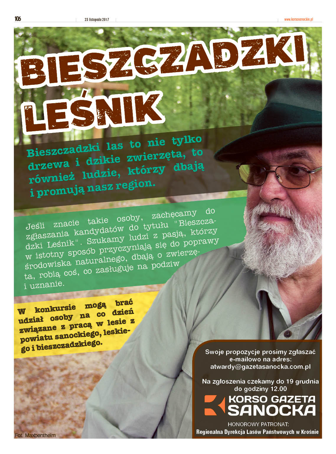 Korso Gazeta Sanocka organizuje kolejny plebiscyt. Tym razem wybieramy Bieszczadzkiego Leśnika. - Zdjęcie główne