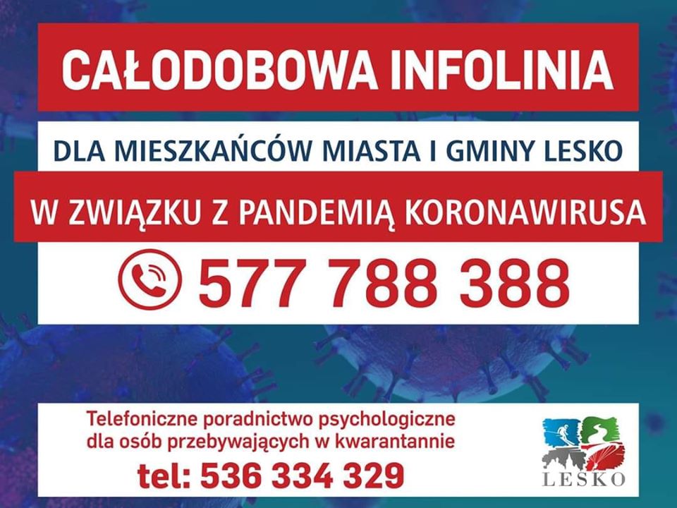 KORONAWIRUS. Całodobowa infolinia dla mieszkańców gminy Lesko - Zdjęcie główne