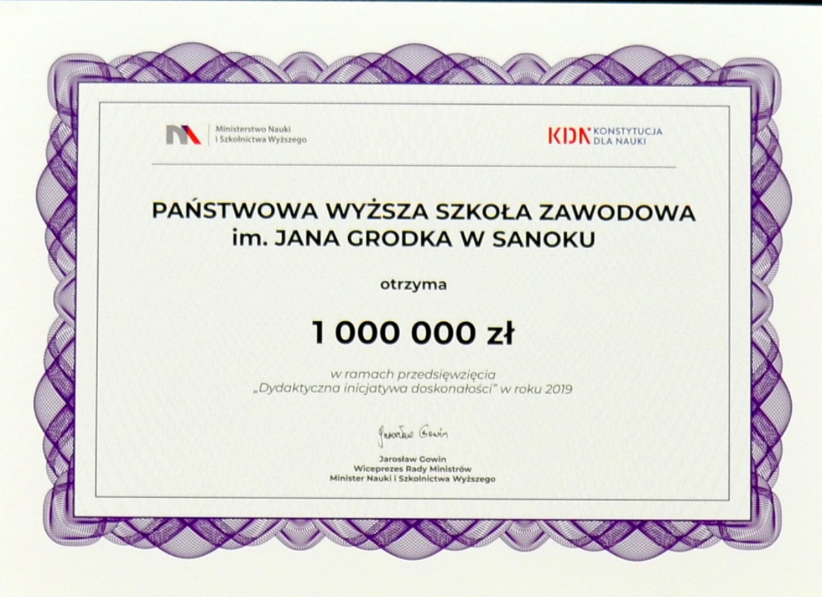 SANOK: Jarosław Gowin przekazał grant wysokości 1 miliona zł dla PWSZ! - Zdjęcie główne