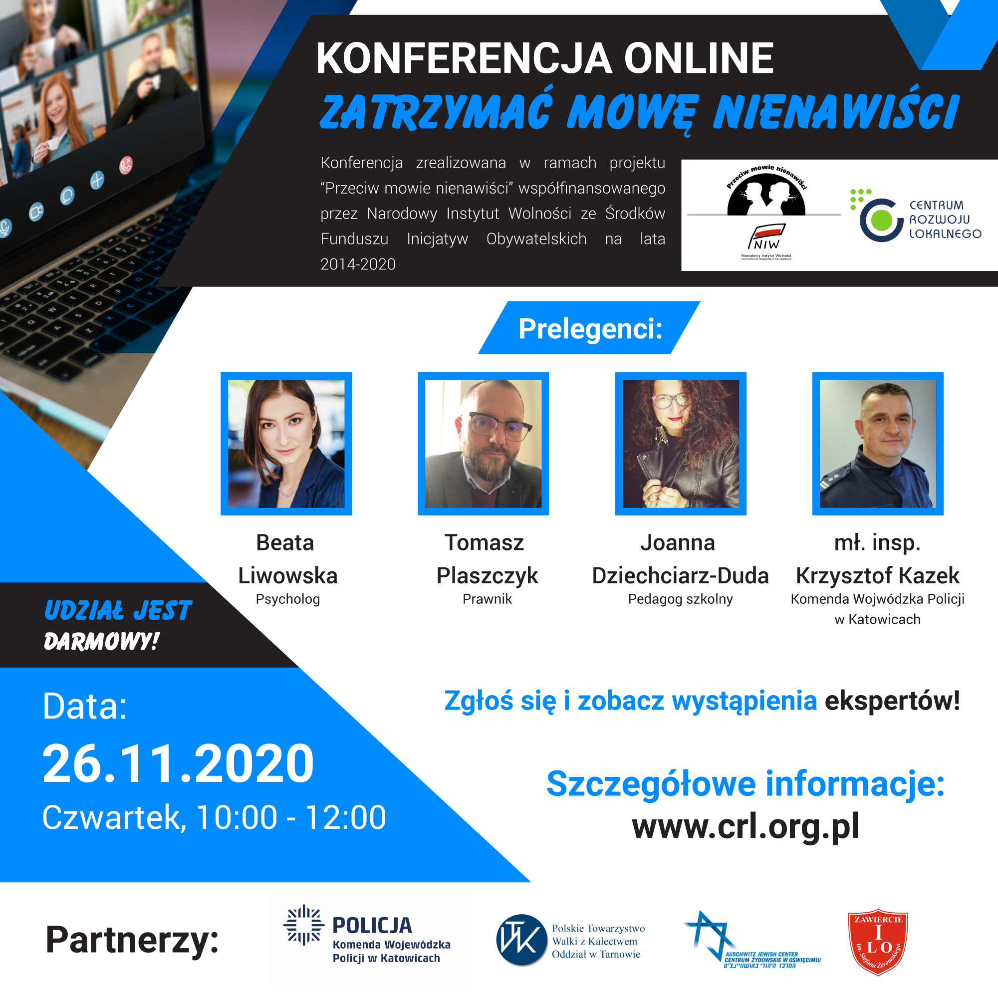 Konferencja online - ,,Zatrzymać mowę nienawiści’’ - Zdjęcie główne