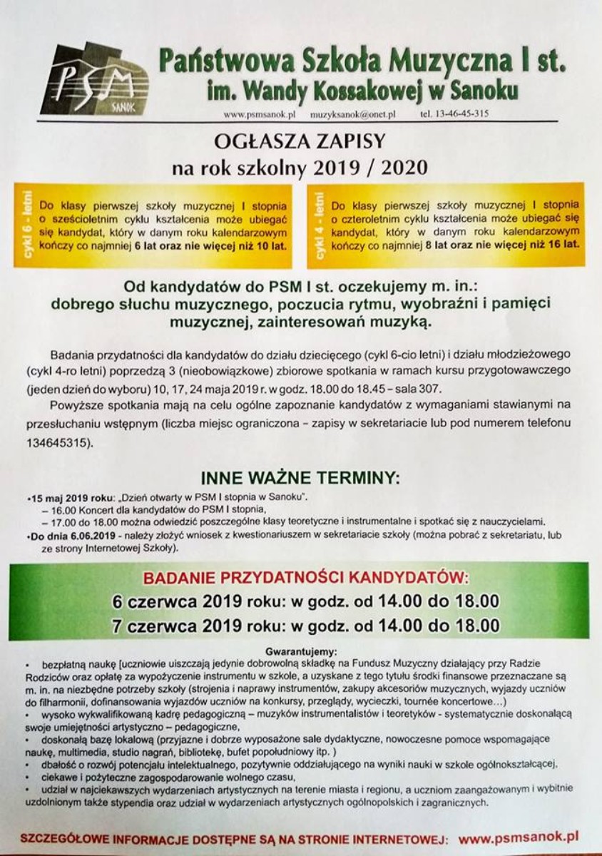 Państwowa Szkoła Muzyczna ogłosiła zapisy na rok 2019/2020 - Zdjęcie główne