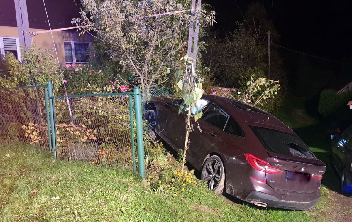 BAŻANÓWKA: Kompletnie pijany wypadł z drogi i zakończył jazdę na słupie energetycznym [FOTO+VIDEO] - Zdjęcie główne