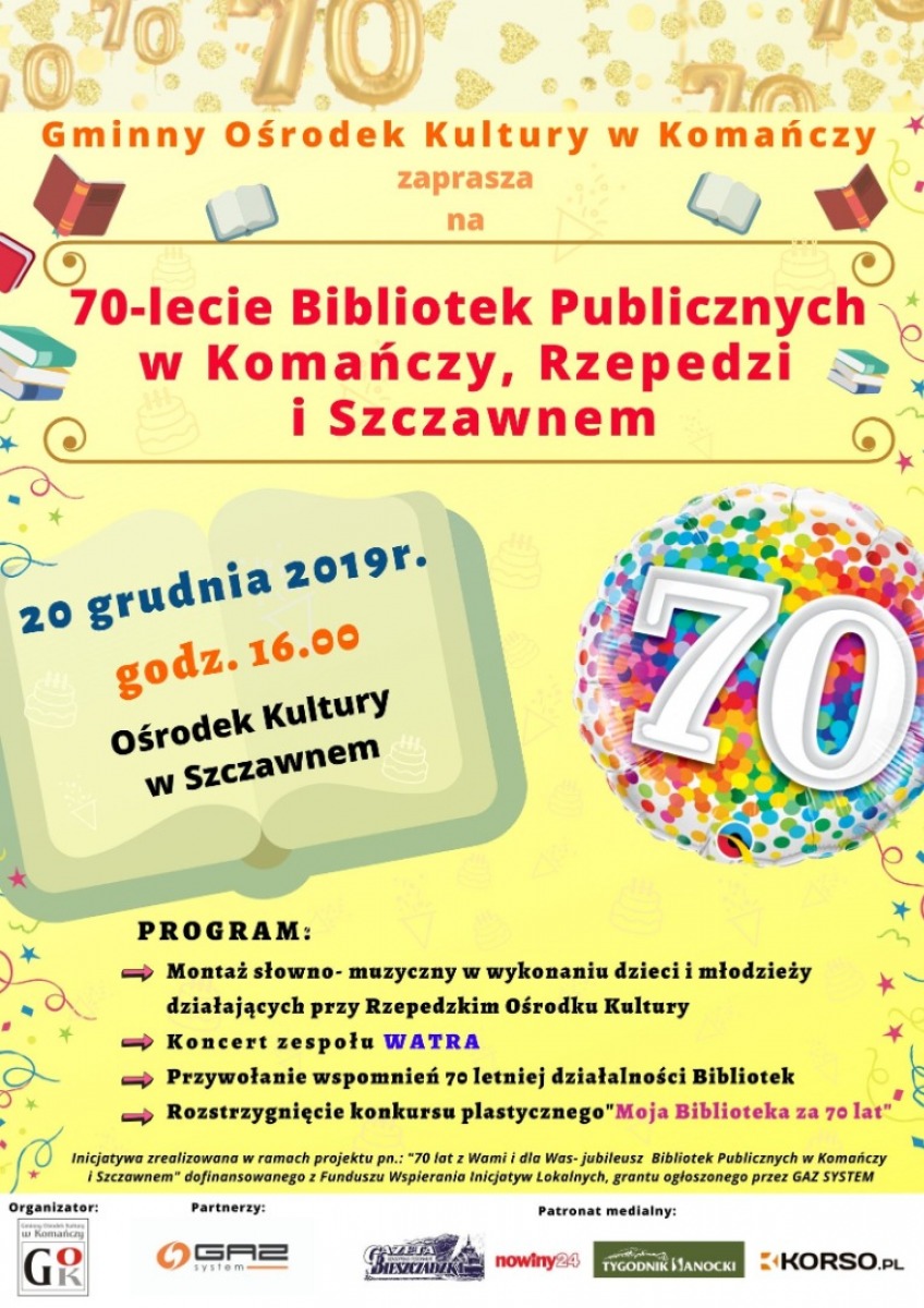 70 lat z Wami i dla Was - jubileusz Bibliotek Publicznych w Komańczy i Szczawnem - Zdjęcie główne