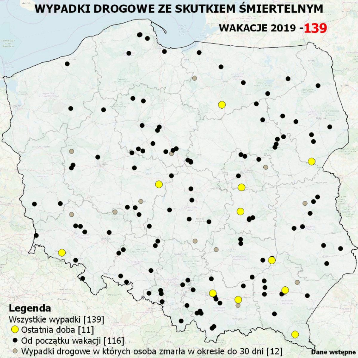 AKTUALIZACJA: Mapa wypadków drogowych ze skutkiem śmiertelnym - Zdjęcie główne